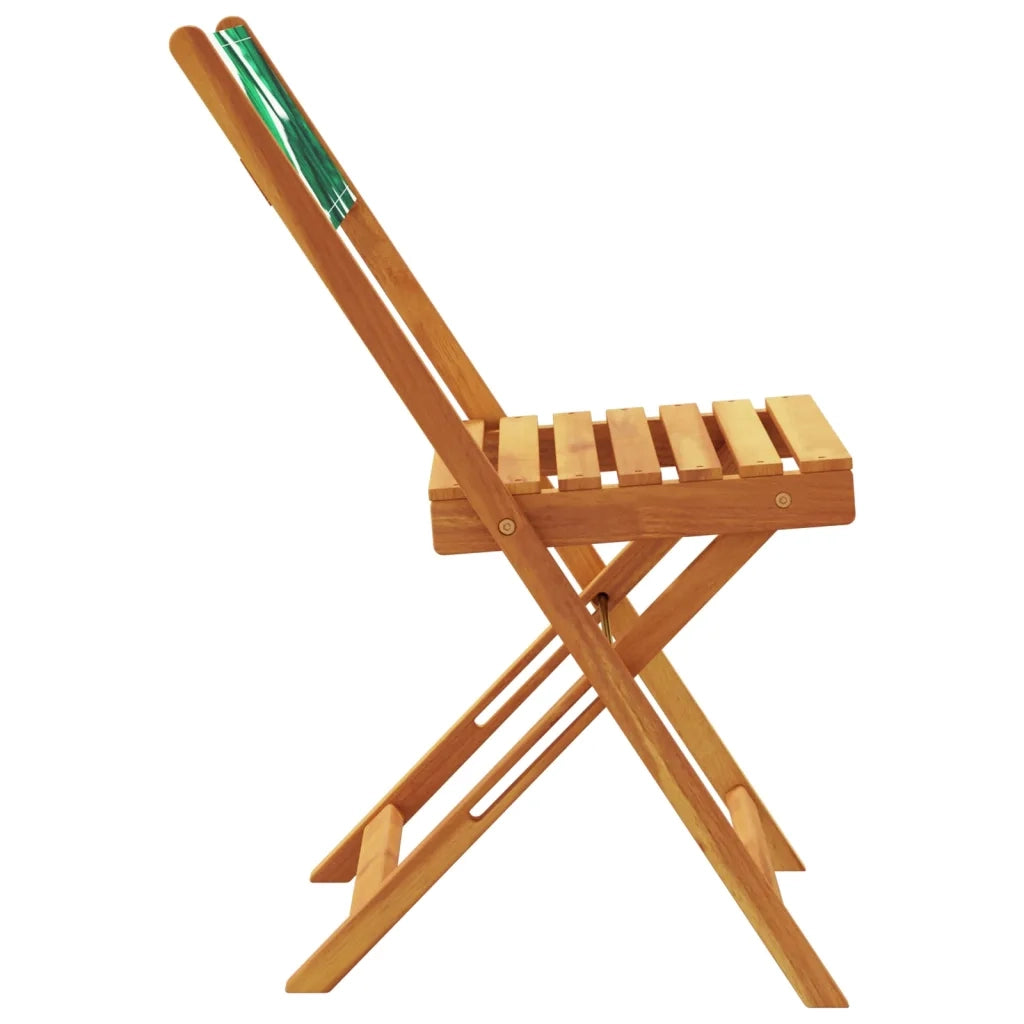 Sedie da Giardino Pieghevoli 8 pz | Sedie da Esterno Verde Tessuto e Legno Massello