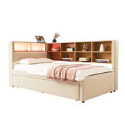 Letto a Divanetto 90x200 cm e 90x190 cm; Letto 2 Posti - LED; USB e Contenitore