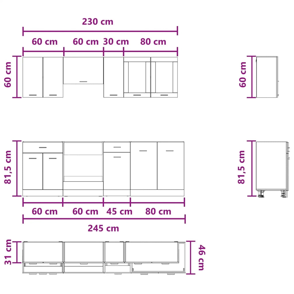 Unità Cucina Lyon 8 pcs Legno multistrato 3445857