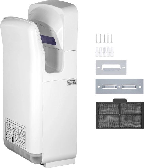 Asciugacapelli a mano - Asciugacapelli a mano automatico - Asciugacapelli - Asciugacapelli a mano automatico a doppia faccia - Materiale robusto - 2000W - Bianco
