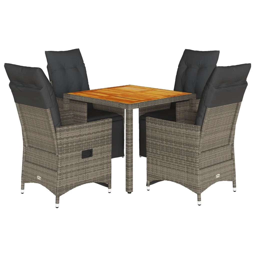 Set Bistrò da Giardino 5 pz con Cuscini in Polyrattan Grigio 3276886