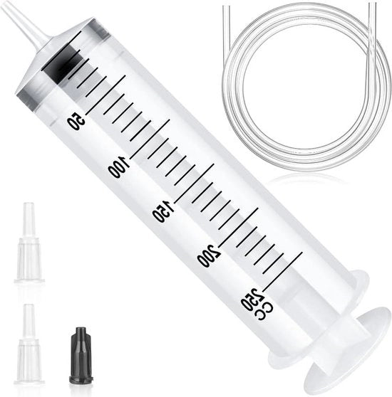 Contenitore di raccolta liquidi in plastica con pistola da 250 ml senza ago per liquidi Liquido contenitore con catetere trasparente per esperimenti scientifici e laboratorio - Riempiere e misurare liquidi (senza ago) Contenitore di raccolta liquidi