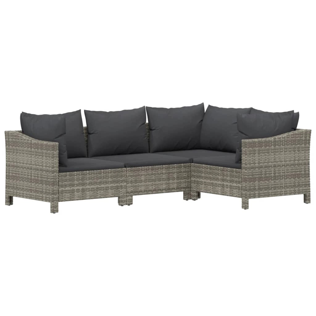 Set di mobili da giardino mobili da esterno 7 pezzi con cuscini resina intrecciata grigia 02_0017211