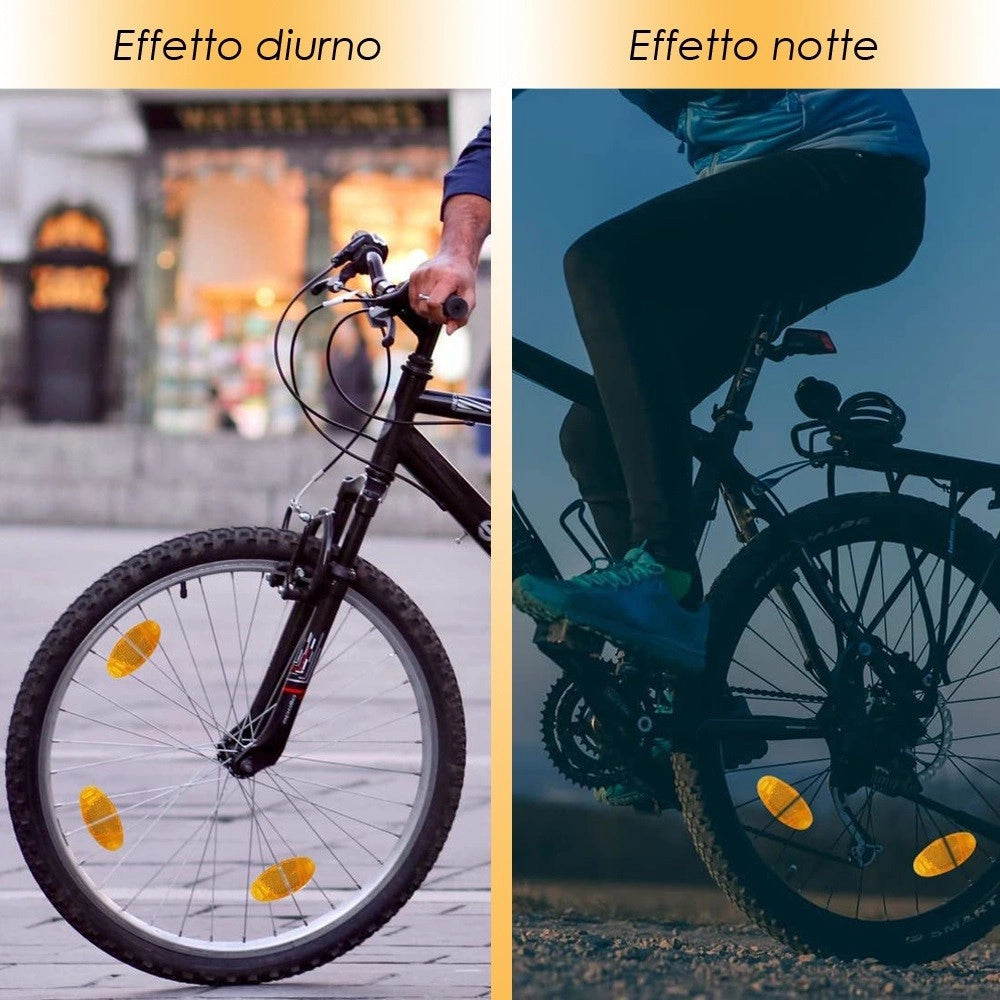 Trade Shop - 2 Riflettori Catarifrangenti Ovale Per Ruote Anteriore Posteriore Bici Xc-1621 -