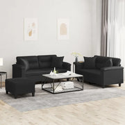 Set di Divani 3 pz con Cuscini Nero in Similpelle 3202377