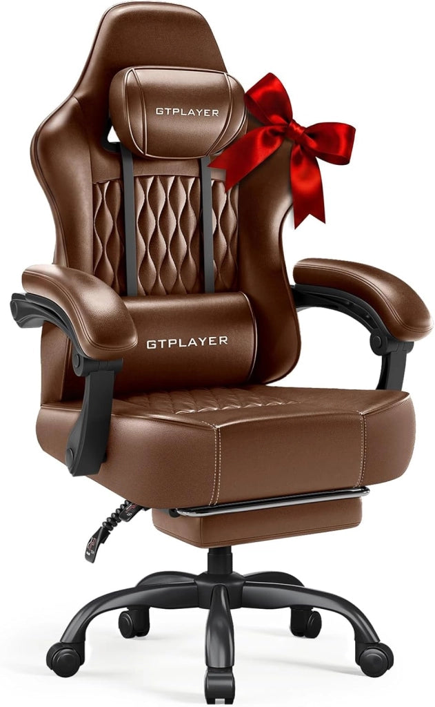 Sedia da Gaming, Poltrona da Ufficio Ergonomica, Sedile girevole e regolabile in altezza con braccioli sincronizzati, Cuscino lombare, Cuscino per la testa e Seduta extra spessa