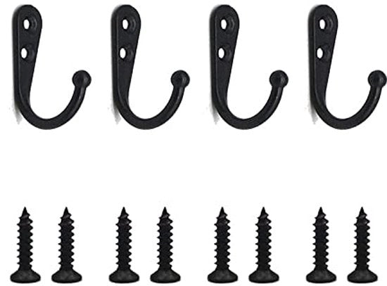 Set di 4 ganci in alluminio nero con viti, ganci per parete alta resistenza, ganci neri, per camera da letto, bagno, armadio, soggiorno.