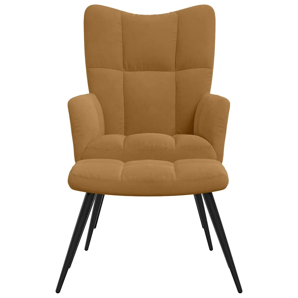 Divano Sedia-Poltrona Relax con Poggiapiedi Marrone in Velluto 715302