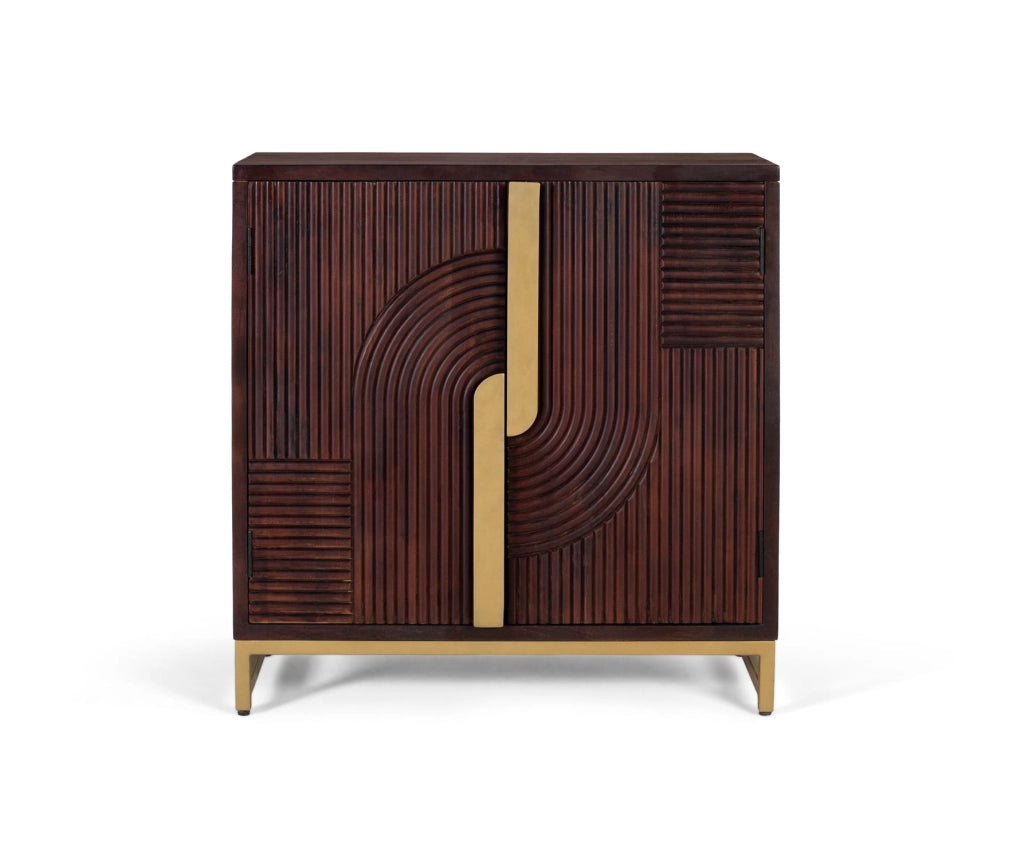 Credenza in legno massello di mango con dettagli dorati