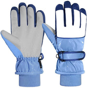 Manopole da sci per bambini acqua e vento resistenti, termiche, con manica elastica, palmo in PU e disegno colorato, manopole da sci per bambini invernali