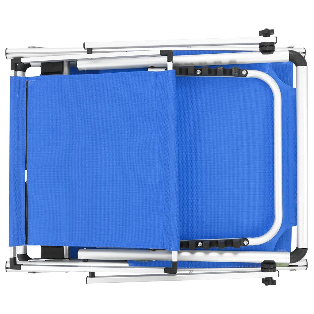 Lettini Pieghevoli con Tettuccio 2 pz Alluminio Textilene Blu