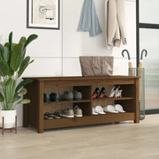 Scarpiera Ambrata 110x38x45,5 cm in Legno Massello di Pino 813777