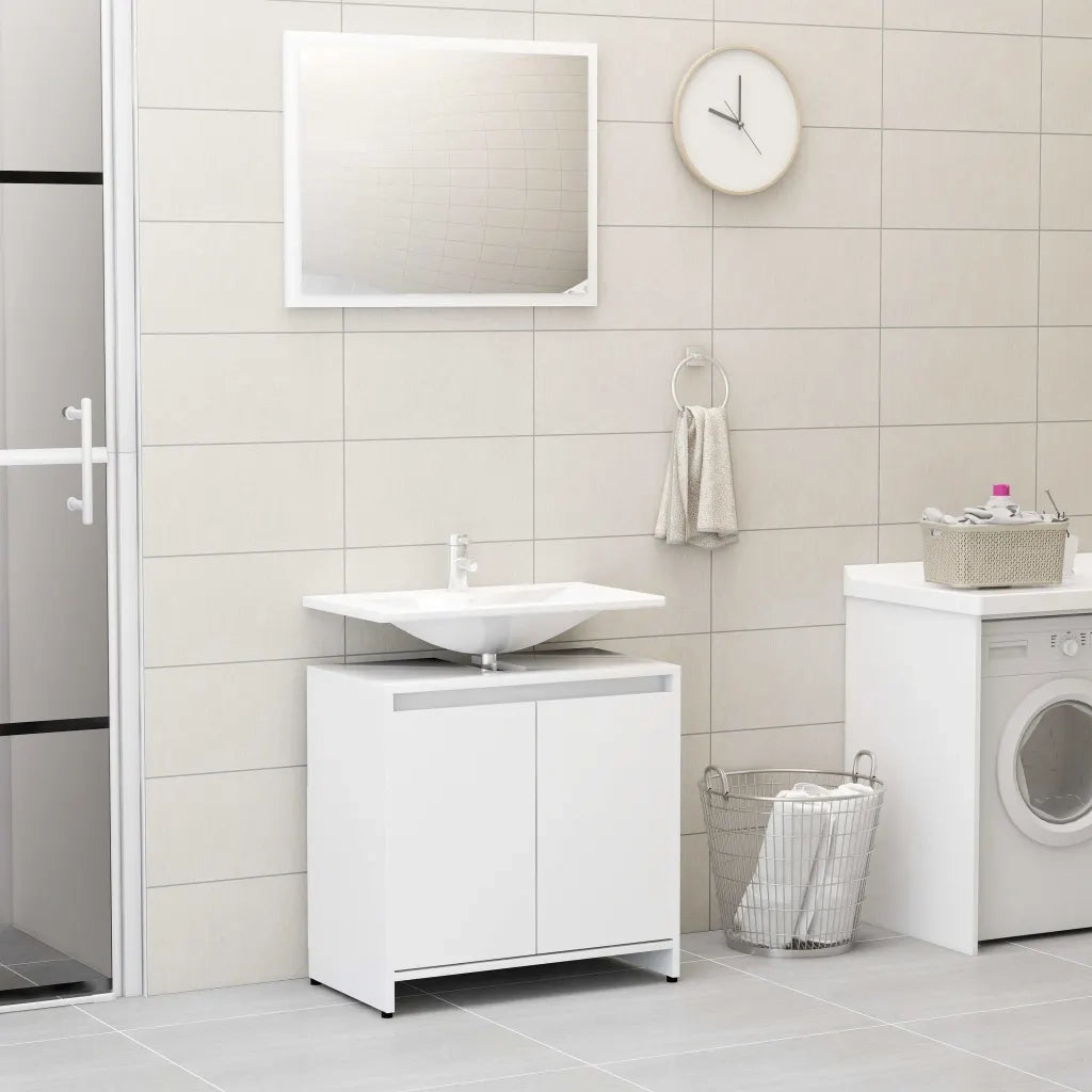 Set Mobili da Bagno 3 pz Bianco in Truciolato 3056925