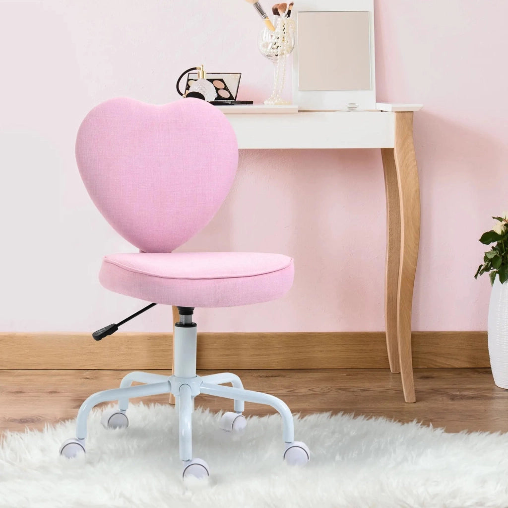 Sedia da ufficio rosa con schienale a cuore regolabile