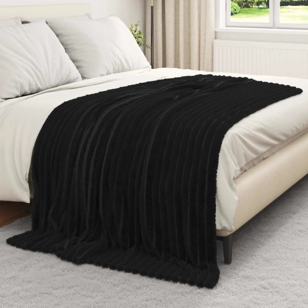 Coperte da Pile 6 pcs Nero 200 x 150 cm Panno