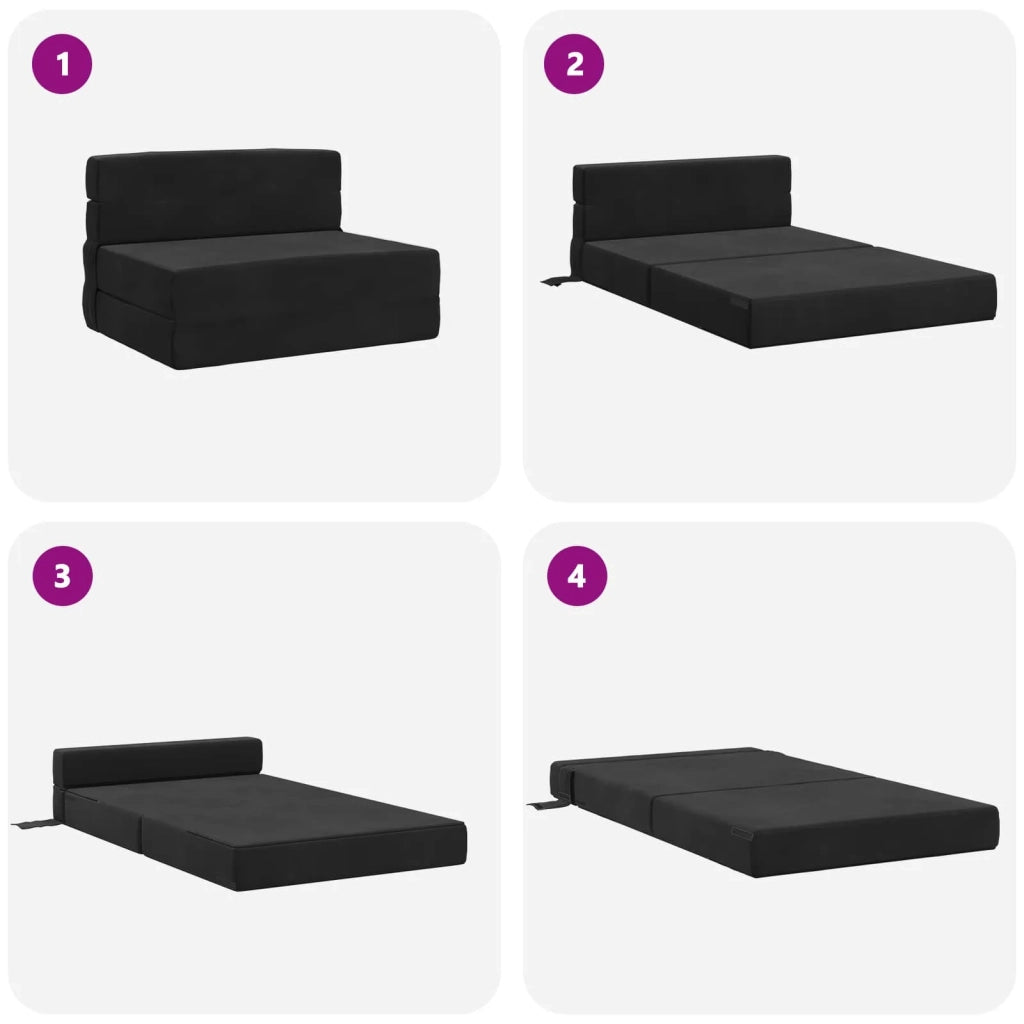 Divano letto | Sof¨¤ letto | Letto singolo Pieghevole Nero 70 x 80 x 60 cm Tessuto