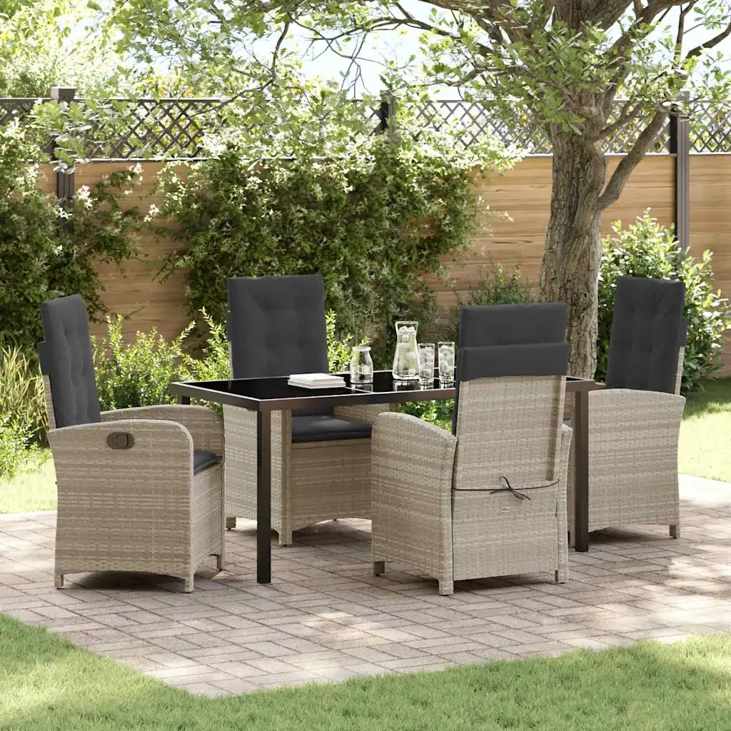 Set da Pranzo per Giardino 5 pcs Grigio chiaro polyrattan 3380298