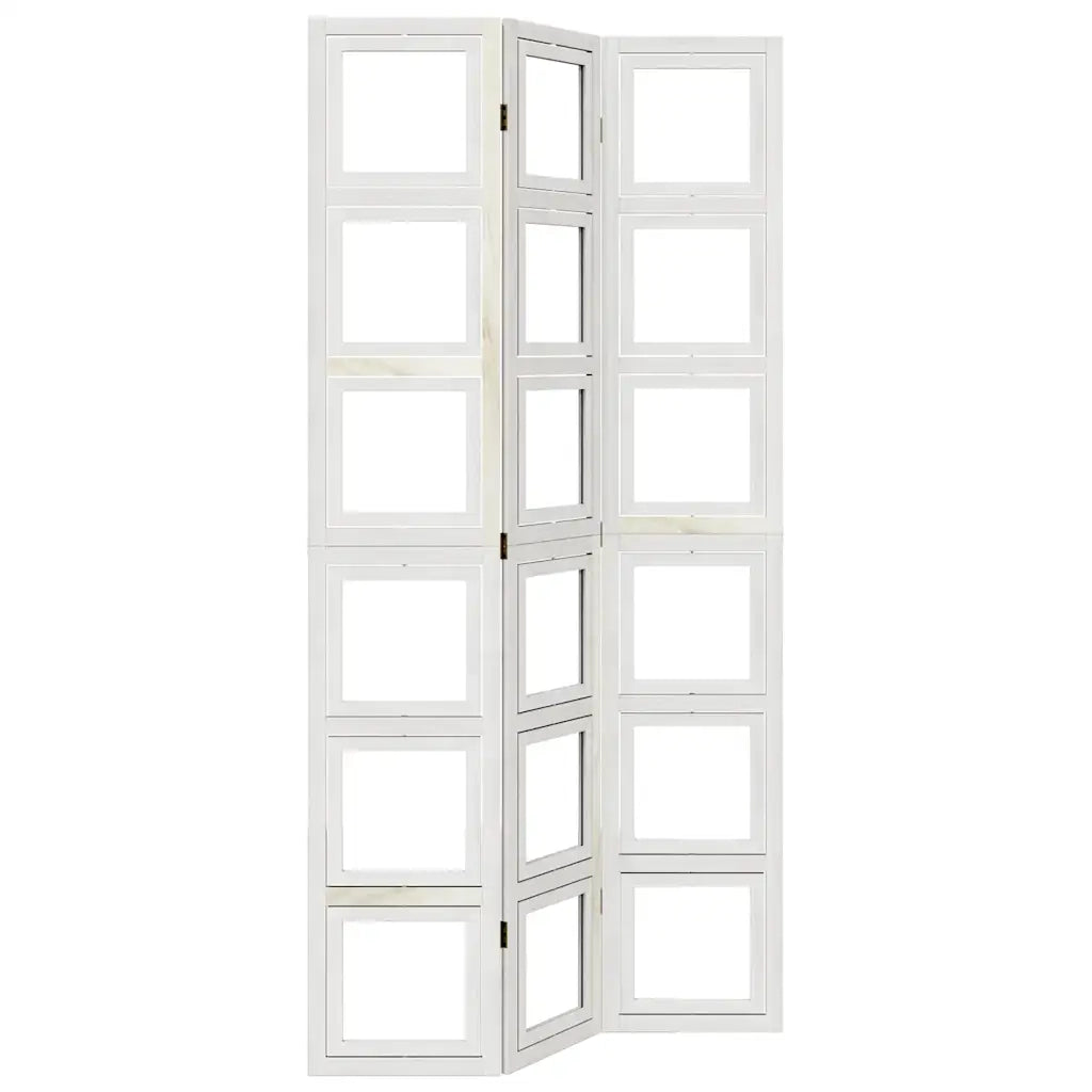 Divisorio Ambienti 3Pannelli Bianco Legno Massello di Paulownia