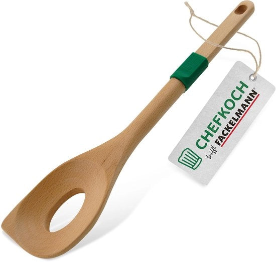 Risotto leva in legno di betulla sostenibile – ideale per mescolare, morbido & ergonomico, con anello antiscivolo, 31,6 x 6,2 cm