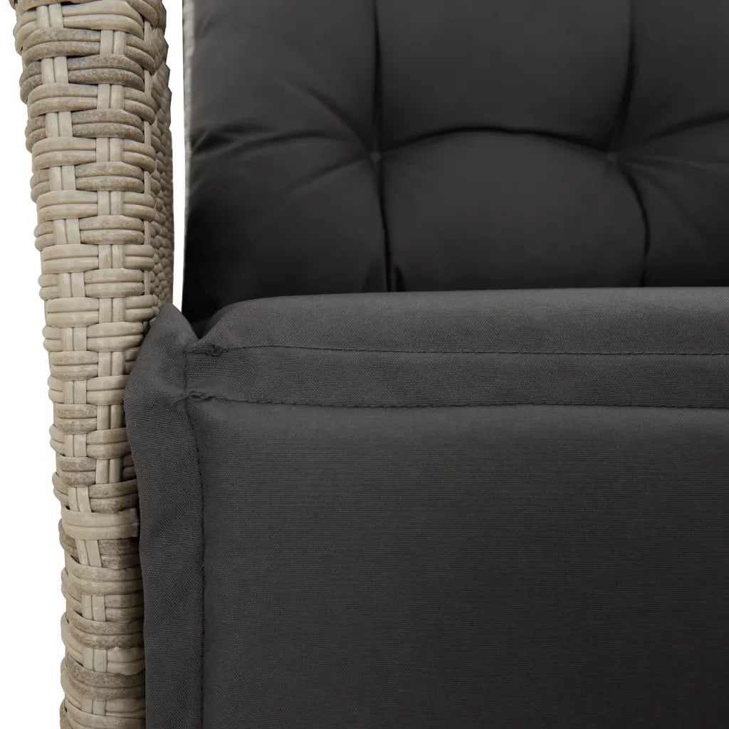 Sedia Reclinabile Giardino Poggiapiedi Grigio Chiaro Polyrattan 365286