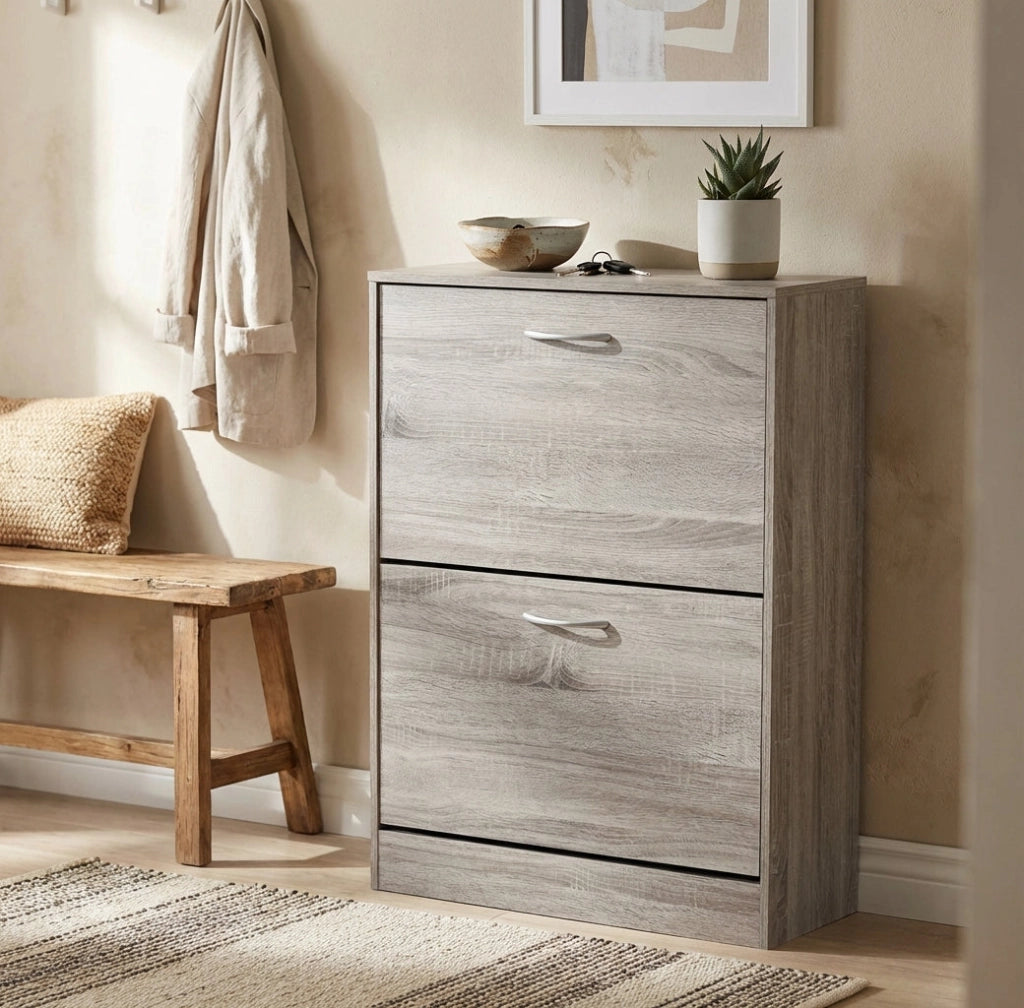 Scarpiera con 2 ante in Legno cm 60x24x80 - GARY