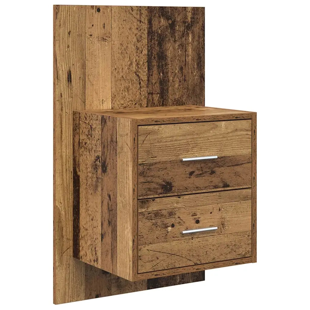 Mobiletto da comodino a parete con cassetto 2 pcs Legno vecchio 880486