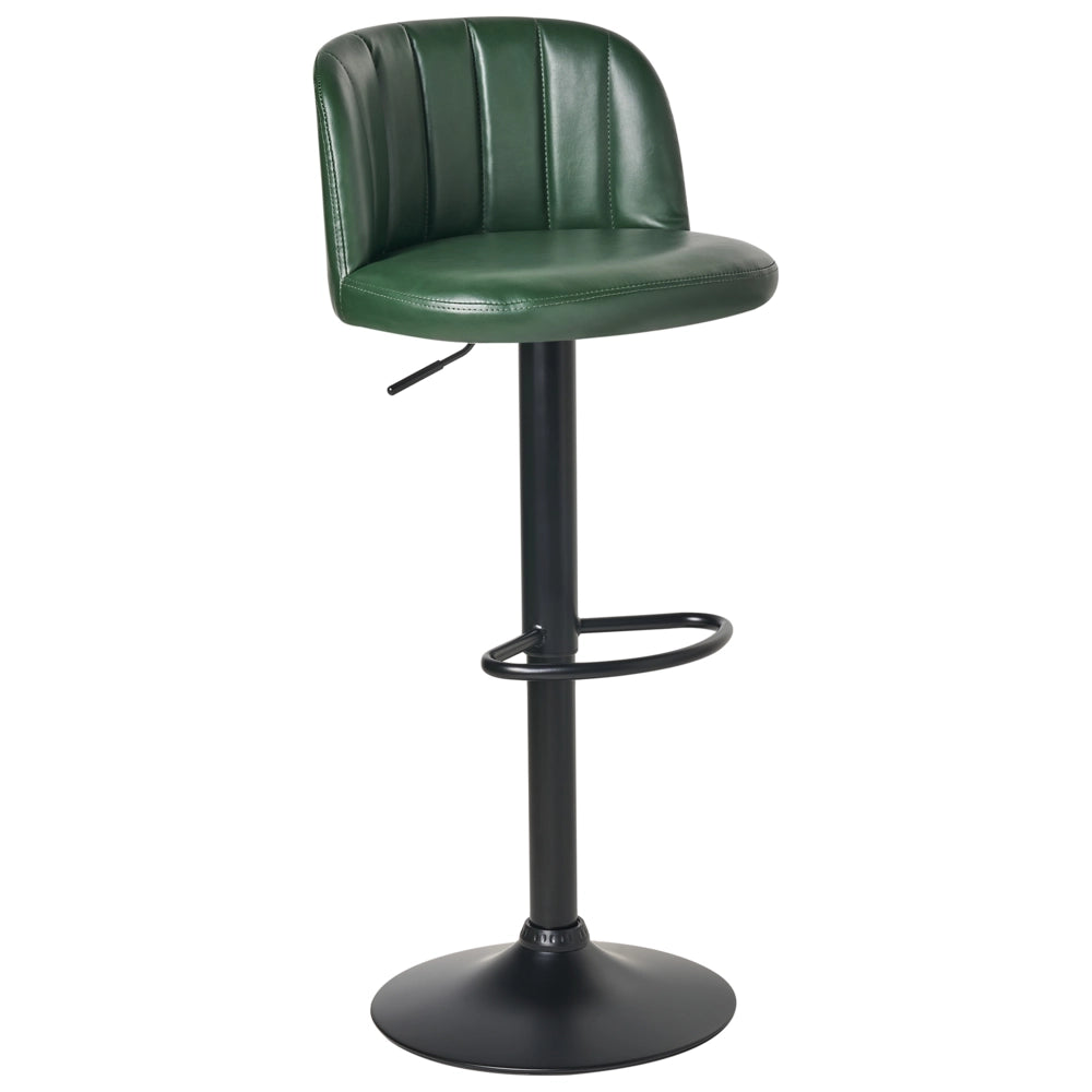 Set di 2 sgabelli rivestiti in ecopelle verde scuro stile retrò