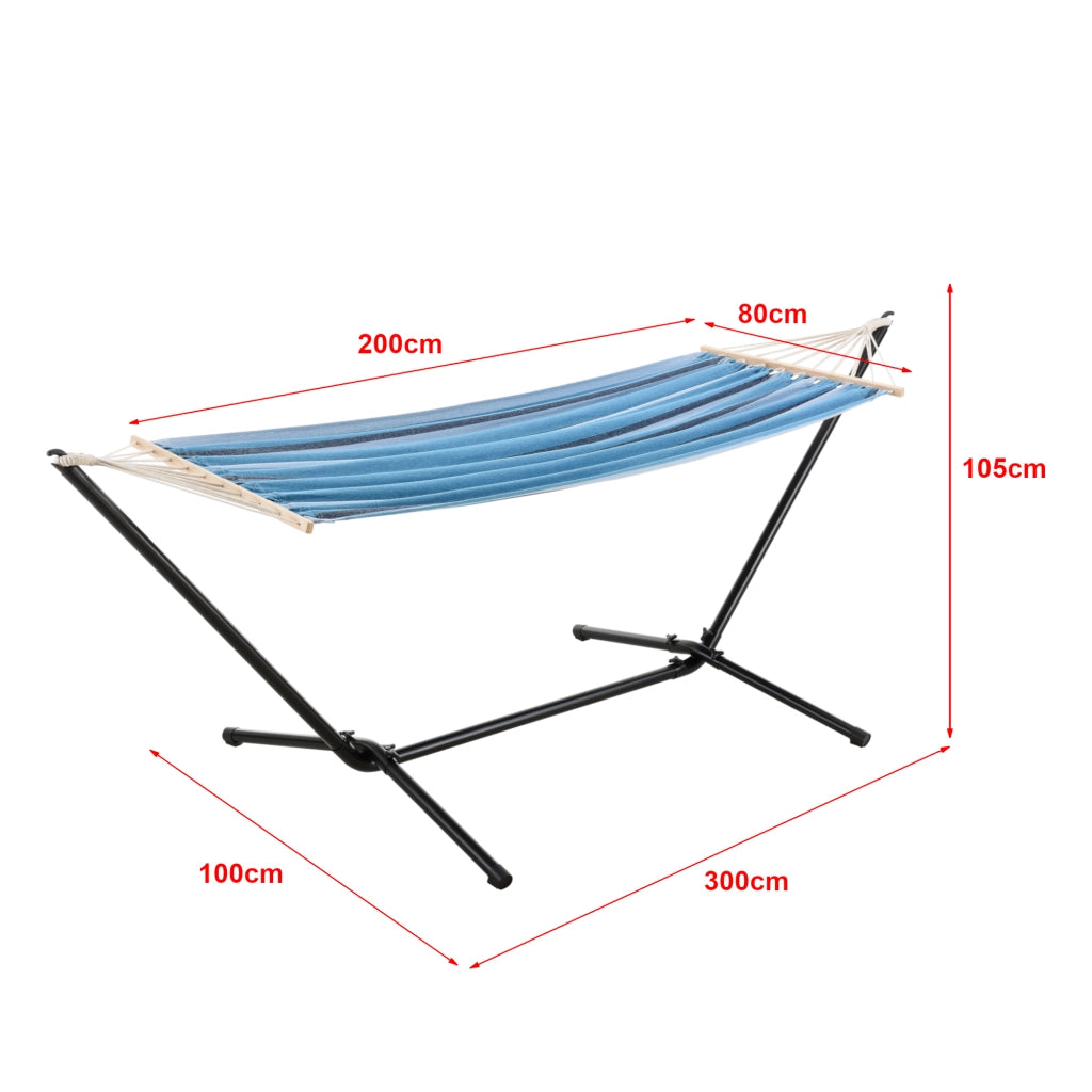 Amaca con Supporto in Acciaio con Telo 200 x 100 cm a Strisce Blu [en.casa]