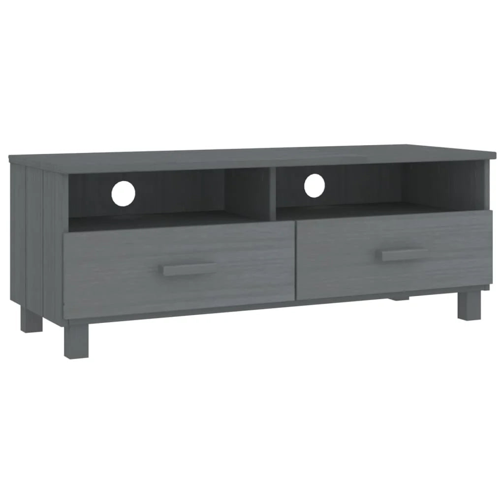 Mobile TV multimediale scaffale TV credenza TV sala da pranzo soggiorno camera da letto scuro 106 x 40 x 40 cm legno di pino massiccio grigio 02_0027633