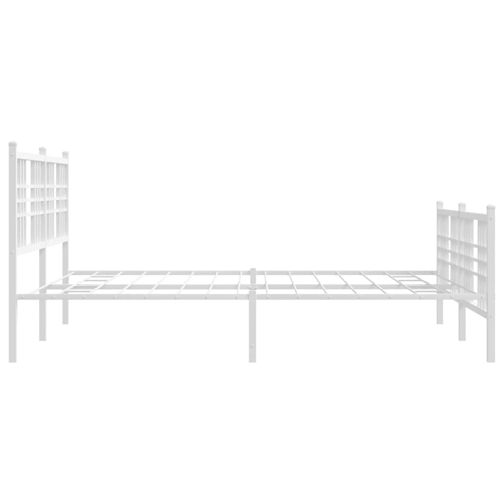 Letto matrimoniale | Letto per adulti | Giroletto con Testiera e Pediera Metallo Bianco 150x200 cm
