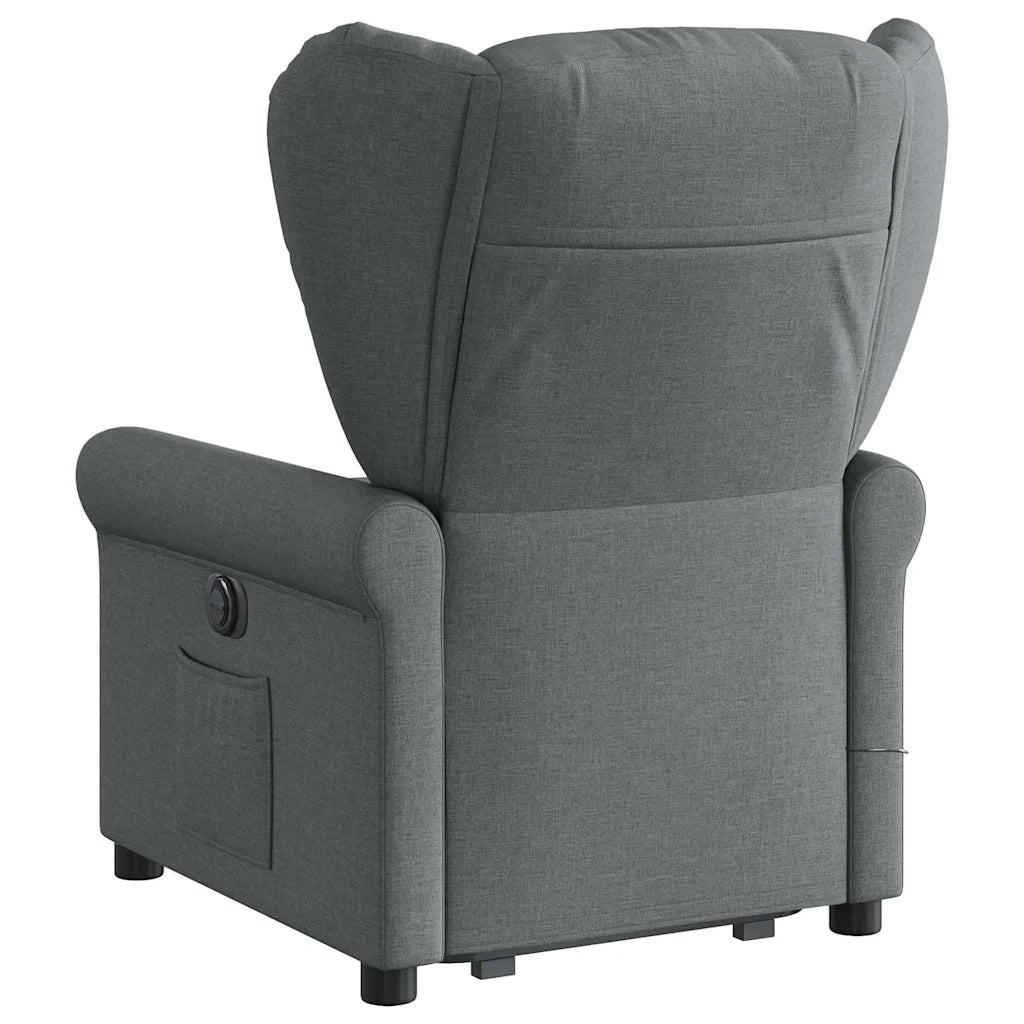 Poltrona | Sedia Relax Alzapersona Massaggi Reclinabile Grigio Scuro Tessuto