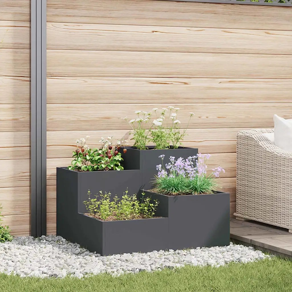 Fioriere | Cassetta per fiori | Vaso da giardino Antracite 100 x 100 x 60 cm Acciaio