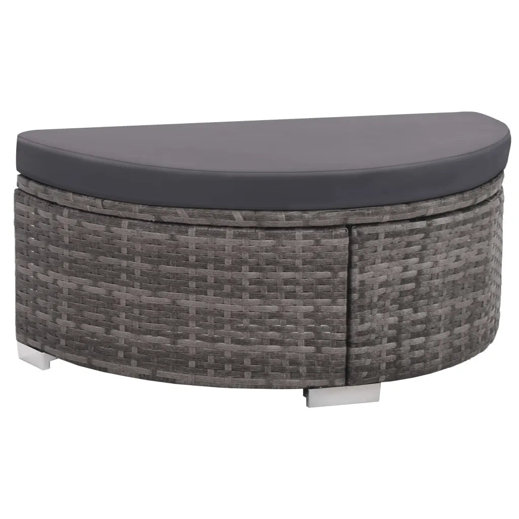 Set da Giardino 8 pz con Cuscini in Polyrattan Grigio