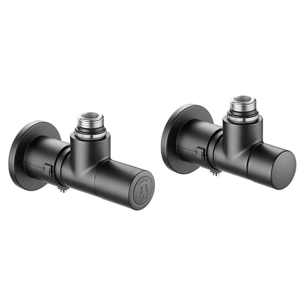 VALVOLA + DETENTORE A SQUADRA TERMOSTATIZZABILE NERA- 1/2 23 p. 1,5 Nero- CALEF- pezzi 1