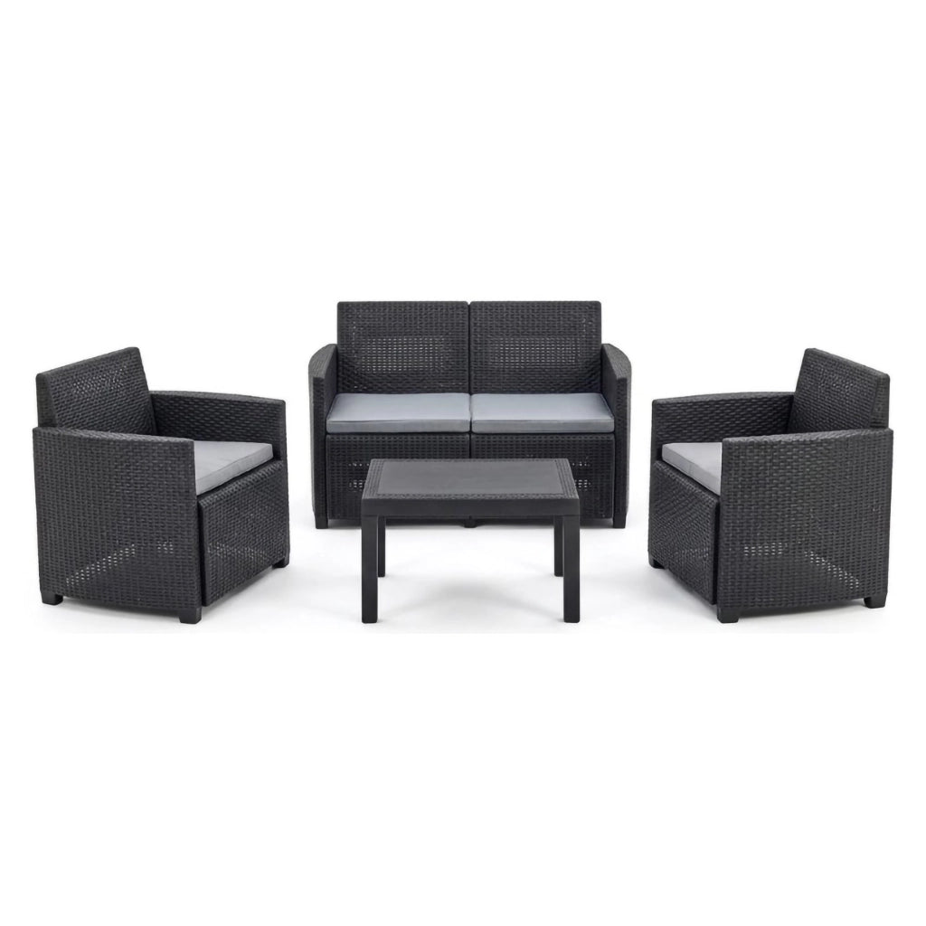 Salottino Outdoor Riccione, set Salotto da Esterno 4 Posti Made in Italy, Nero Antracite