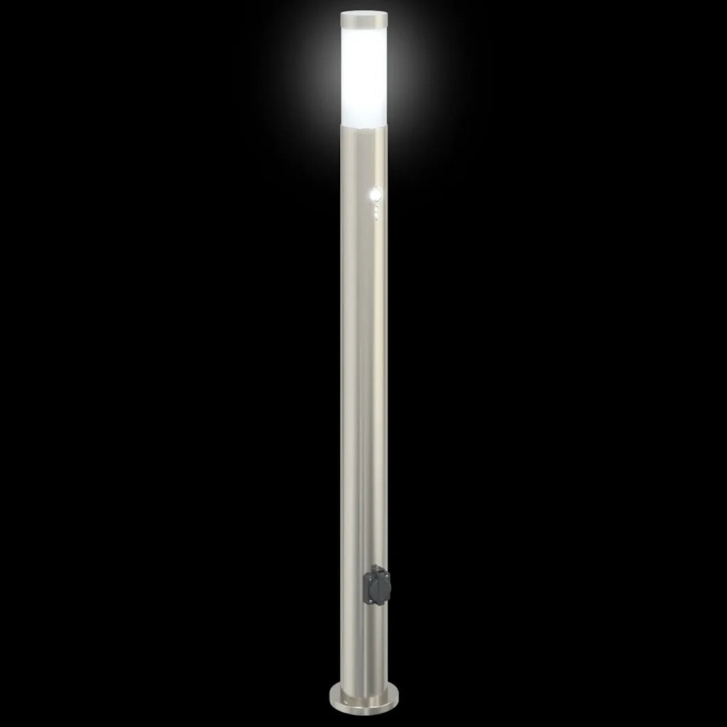 Lampioni a dissuasore con sensore e presa 3 pz 110 cm Acciaio Inox IP44 4006022