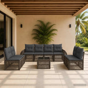 Set Divano da Giardino 9 pz Grigio e Grigio Scuro polyrattan 3435395