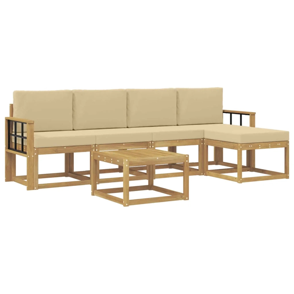 Set di divani da esterno con cuscino 6 pcs Bianco e Beige 3387537