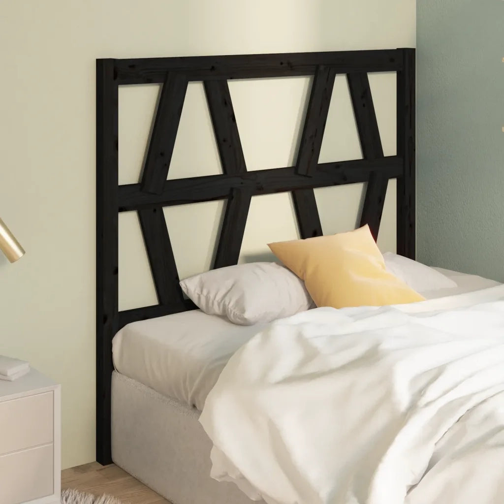 Testiera per Letto Nera 96x4x100 cm in Legno Massello di Pino 818604