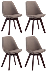 Set di 4 Sedie Visitatore Tessuto Borneo Tortora,noce