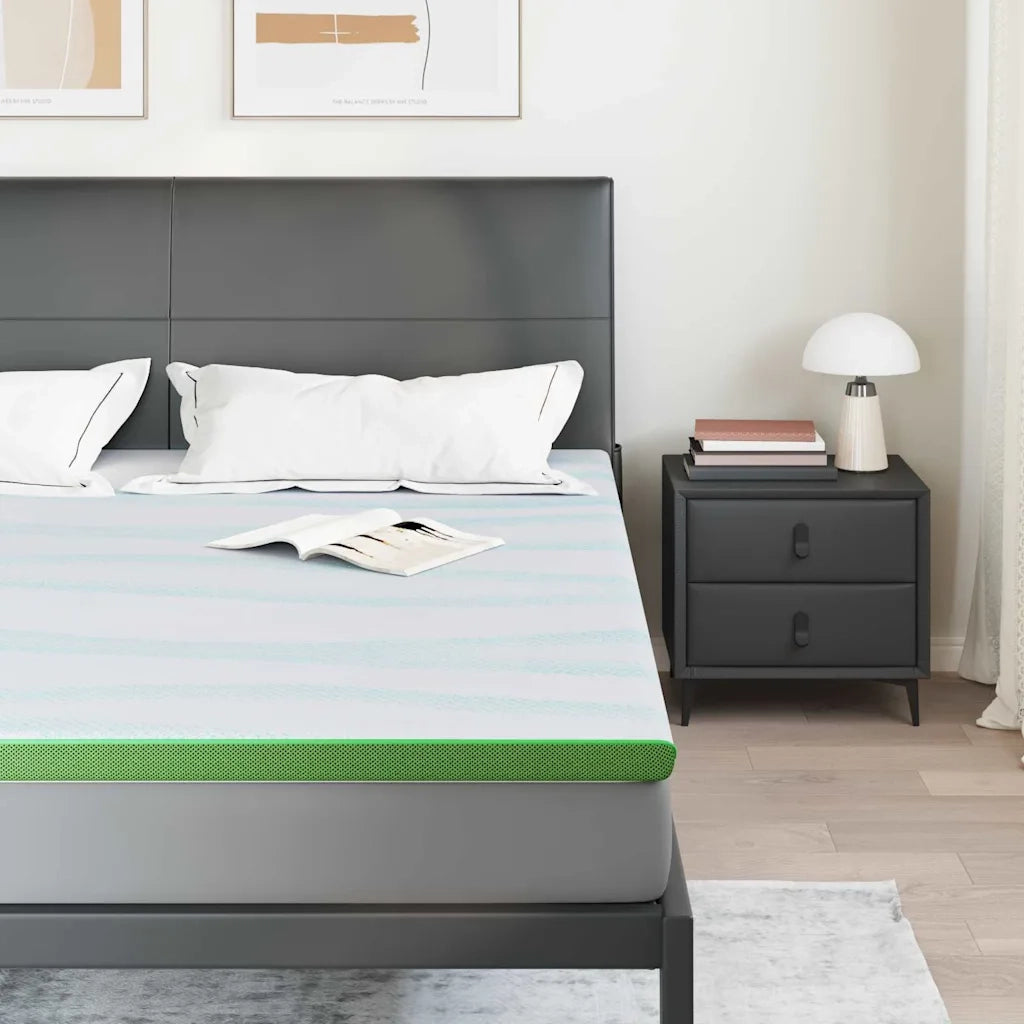 Topper per materasso Bianco e Verde 200 x 200 cm CFW8149188