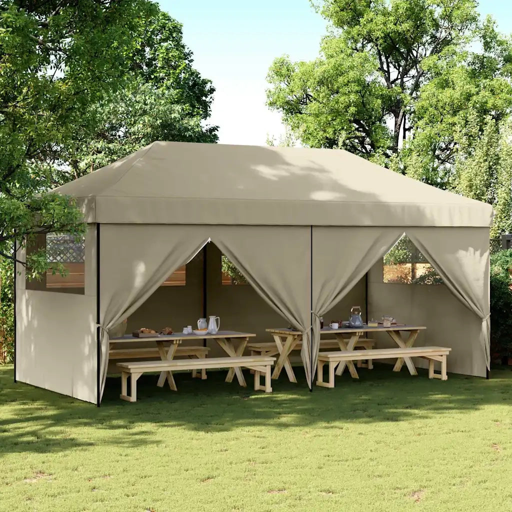 Tendone per Feste Pieghevole Pop-Up con 4 Pareti Tortora 4004954