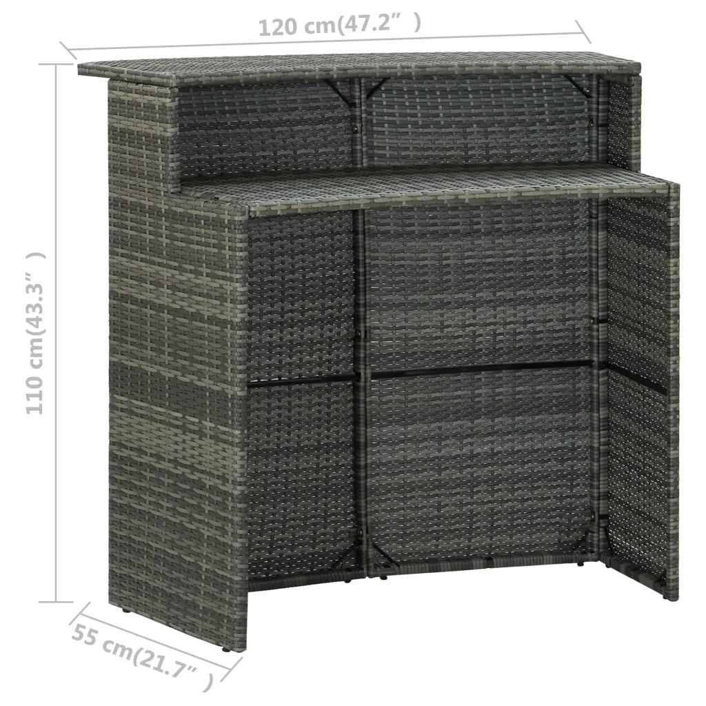 Set Bar da Giardino 4 pz con Cuscini Grigio 3064877