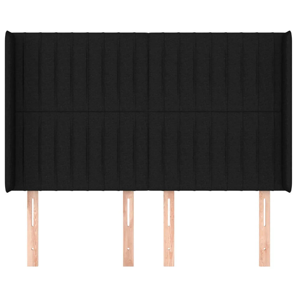 Testiera | Testata ad Orecchio Nera 147x16x118/128 cm in Tessuto