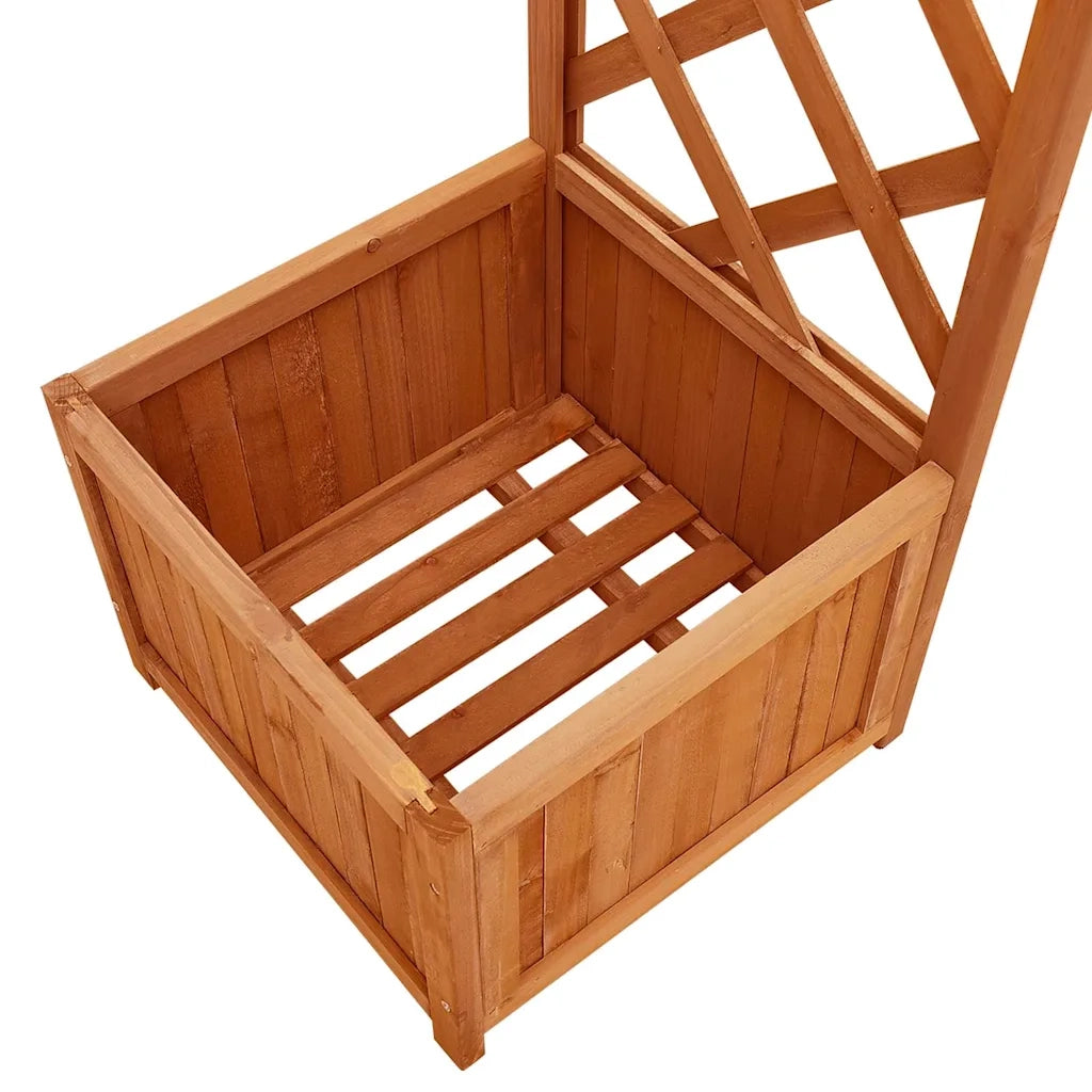 Pergola da Giardino con Fioriera-Vaso con Griglia-Contenitore per Piante in Legno Massello di Abete