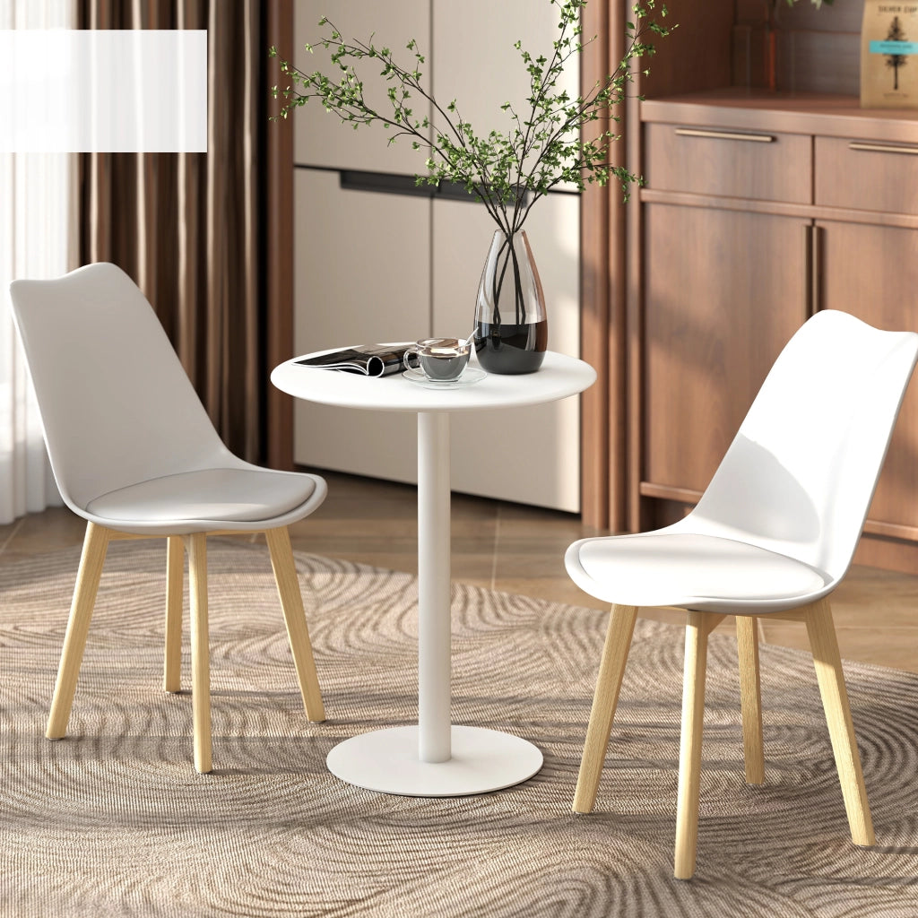Tavolo da pranzo rotondo per 2 persone ¨C zephmum ¨C acciaio, bianco, ?60x72 cm