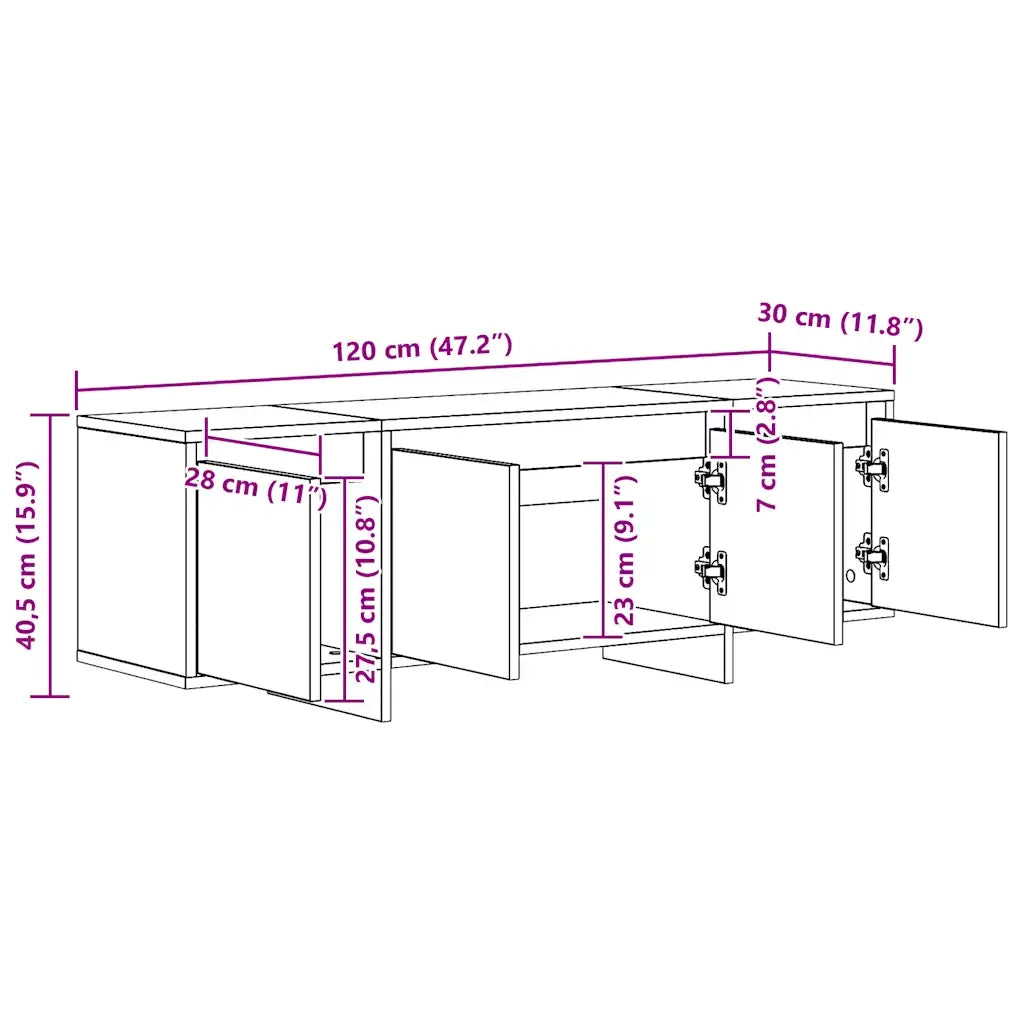 Mobile Porta TV Rovere Artigianale 120x30x40,5 cm Multistrato 856787