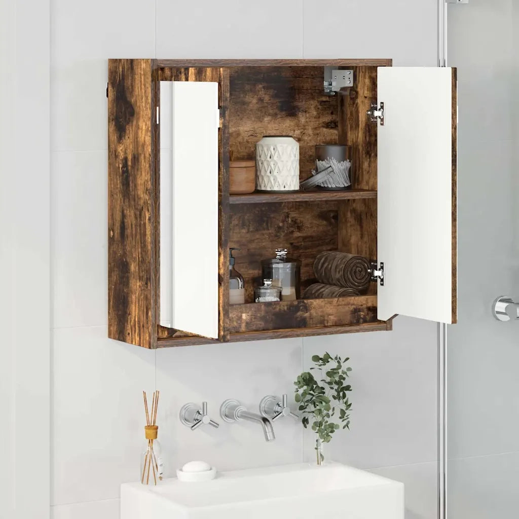 Mobiletto per specchio da bagno Rovere fumé 60 x 20 x 60 cm 888782