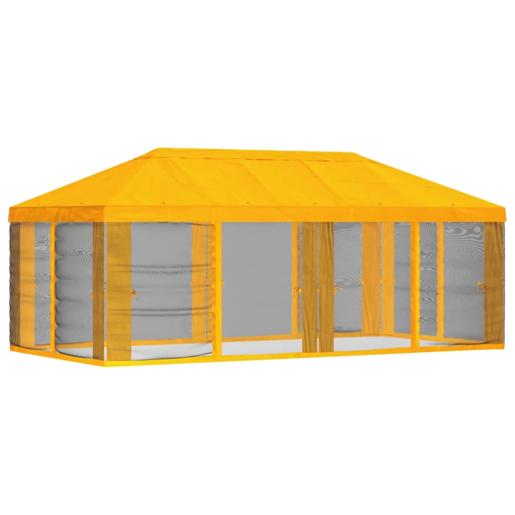 Copertura Gazebo con Pareti Laterali 6 x 3 m Giallo Poliestere 900417