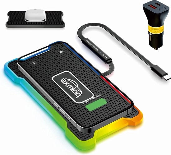 Piastra di Ricarica Wireless RGB Rapida compatibile con iPhone Samsung Galaxy AirPods - Cavo da 30cm